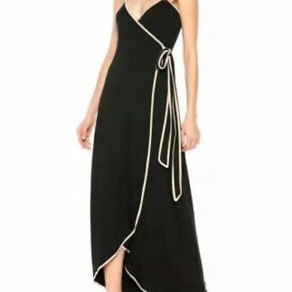 NWT Rachel Pally Wrap Hi-Lo Dress Size XL Black Tan Britta Spaghetti Straps - Picture 1 of 16